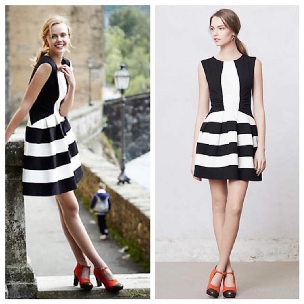 Eva Franco B&W Anthropologie Strata Cocktail Dress - Picture 2 of 8